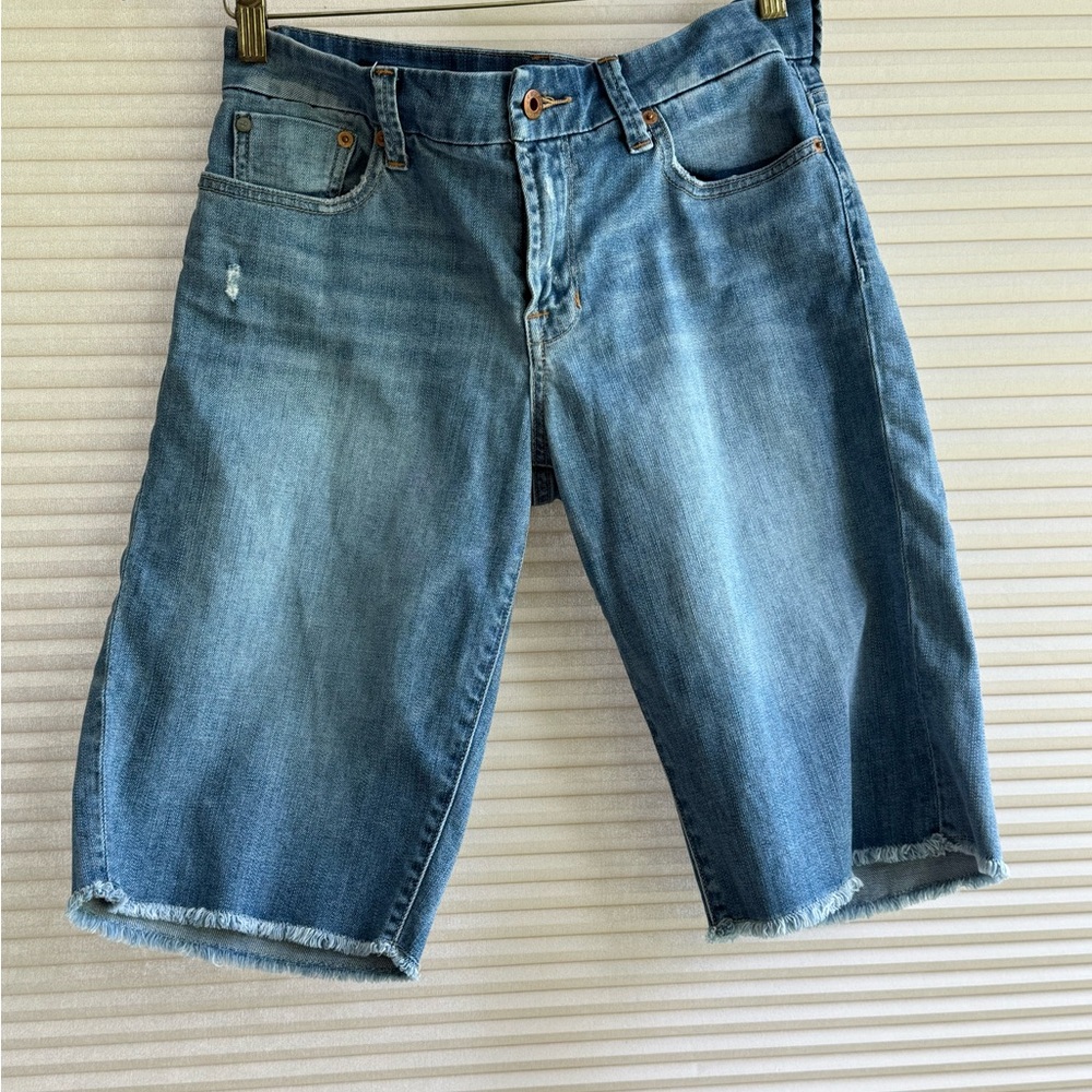 Lucky Brand Shorts Sz 10 Womens Blue Ladies Stretch Mid Rise Boardwalk Bermuda